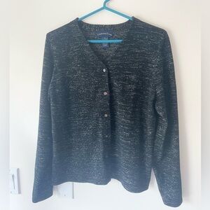 Charter Club Black Metallic Cardigan: size M